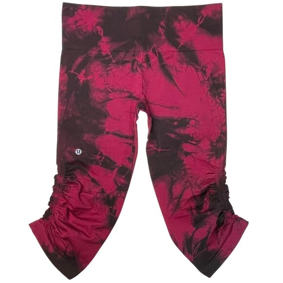 Lululemon In The Flow Crop II Size 8 Wine Berry/Bordeaux Drama Leggings Capri - Picture 4 of 11